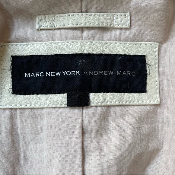 Marc New York Andrew Marc Quilted White Leather Lady Moto Jacket size L - Picture 8 of 16